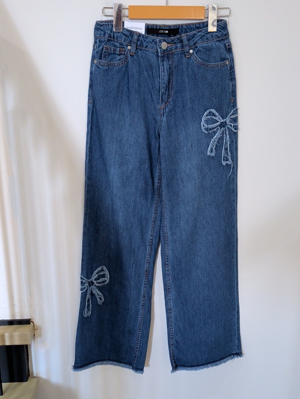 JOE'S JEANS | Girl's Dark Wash The Mia Bow Embroidered Wide Leg Jeans